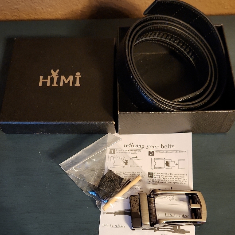 Perfect Size Black Belt for Men IOB, some assembly req'd